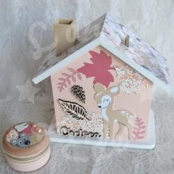 Tirelire biche ou faon personnalisée pour enfant ou cadeau de naissance