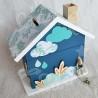 Tirelire personnalisée rhinocéros décor savane et arc en ciel pour enfant ou cadeau de naissance