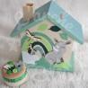 Tirelire personnalisée rhinocéros décor savane et arc en ciel pour enfant ou cadeau de naissance