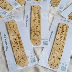 Marque page en bois pour enfant animaux et signe astrologique