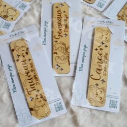 Marque page en bois pour enfant animaux et signe astrologique