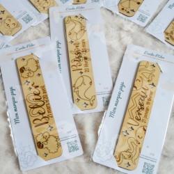 Marque page en bois pour enfant animaux et signe astrologique