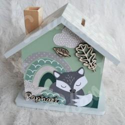 Tirelire renard et arc en ciel personnalisée pour enfant ou cadeau de naissance