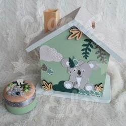 Tirelire koala dans la jungle personnalisée pour enfant ou cadeau de naissance