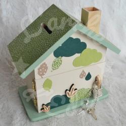 Cadeau de naissance thème Singe boite à souvenirs personnalisée avec une tirelire et boite a dents