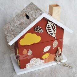 Tirelire ourson en automne personnalisée au prénom de l'enfant