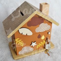 Tirelire personnalisée lion décor savane pour enfant ou cadeau de naissance