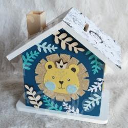 Tirelire personnalisée  roi lion décor savane pour enfant ou cadeau de naissance