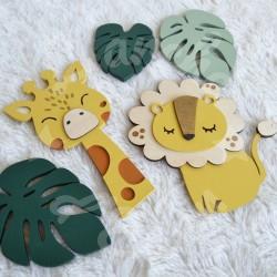 Décoration animaux de la savane en bois