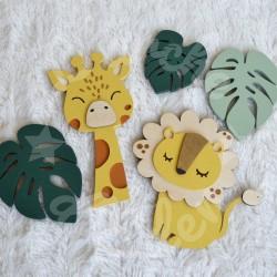Décoration animaux de la savane en bois