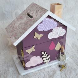 Tirelire arc en ciel, faon et papillons personnalisée au prénom de l'enfant