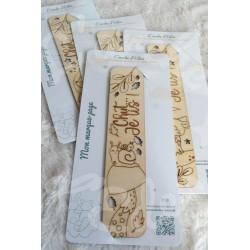 Marque page en bois pour enfant avec escargot et champignon