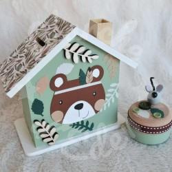 Tirelire ours brun  personnalisée pour enfant ou cadeau de naissance