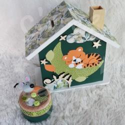 Porte manteau tigre en bois pour chambre d enfant