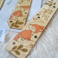 Marque page en bois pour enfant avec renard et feuillage d automne