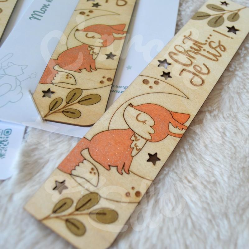 Marque page en bois pour enfant avec renard et feuillage d automne Marque page en bois pour enfant avec renard et feuillage d automne