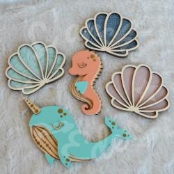 Décoration animaux de la mer en bois