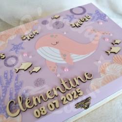 Boite à souvenirs de naissance personnalisée décoration baleine