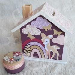 Tirelire biche ou faon personnalisée pour enfant ou cadeau de naissance