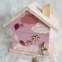 Tirelire lapin et lune fleurie personnalisée pour enfant ou cadeau de naissance