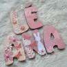 Prénom en bois pour décoration de chambre d'enfant ou cadeau de naissance sur le thème lapin et décor champetre