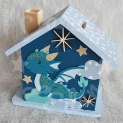 Tirelire dragon et étoiles personnalisée pour enfant ou cadeau de naissance