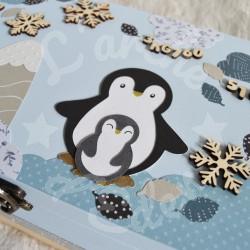 Boite à souvenirs de naissance personnalisée décoration Pingouin