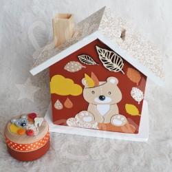 Tirelire ours brun  personnalisée pour enfant ou cadeau de naissance