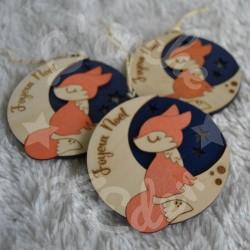boule de noel renard en bois pour enfant a personnaliser
