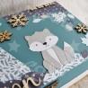 Boite à souvenirs de naissance personnalisée décoration loup et feuille de la foret