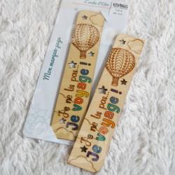 Marque page en bois pour enfant avec montgolfière colorée