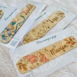 Marque page en bois pour enfant avec renard et feuillage d automne
