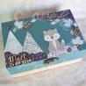 Boite à souvenirs de naissance personnalisée décoration loup et feuille de la foret