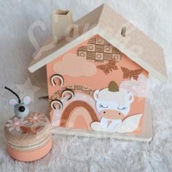 Tirelire licorne et arc en ciel personnalisée pour enfant ou cadeau de naissance