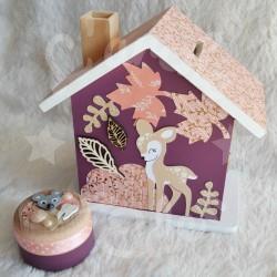 Tirelire biche ou faon personnalisée pour enfant ou cadeau de naissance