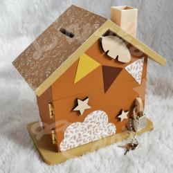 Tirelire personnalisée girafe décor savane pour enfant ou cadeau de naissance