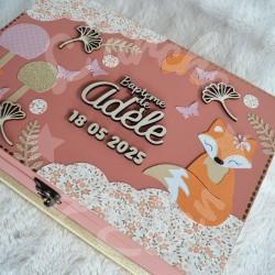 Boite à souvenirs de naissance personnalisée décoration renarde boheme