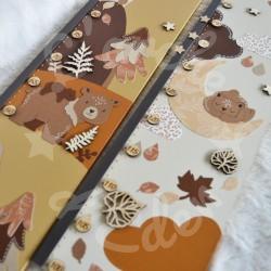 Toise pour chambre d'enfant en bois décoration ours et foret