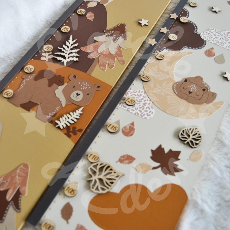 Toise pour chambre d'enfant en bois décoration ours et foret