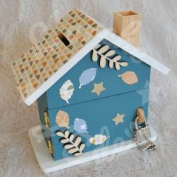 Tirelire chat et papillons personnalisée pour enfant ou cadeau de naissance