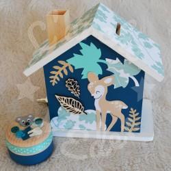 Tirelire biche ou faon personnalisée pour enfant ou cadeau de naissance