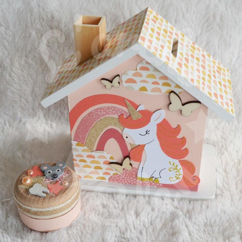 Tirelire licorne et arc en ciel personnalisée pour enfant ou cadeau de naissance