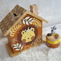 Tirelire personnalisée  roi lion décor savane pour enfant ou cadeau de naissance