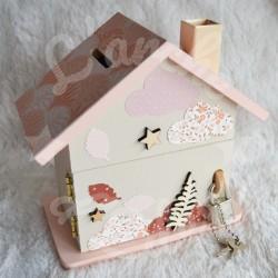 Tirelire renard endormi sur la lune personnalisée au prénom de l'enfant