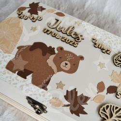 Boite à souvenirs de naissance personnalisée décoration ourson et sa maman
