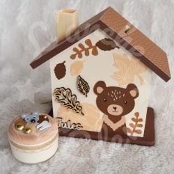 Tirelire ourson à collier personnalisée pour enfant ou cadeau de naissance