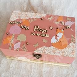 Boite à souvenirs de naissance personnalisée décoration renarde boheme