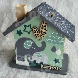 Tirelire éléphant bébé et maman personnalisée pour enfant ou cadeau de naissance