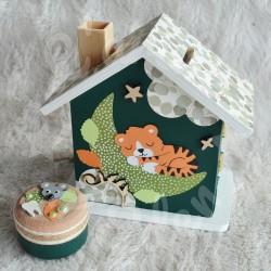 Tirelire tigre dans la jungle personnalisée pour enfant ou cadeau de naissance