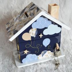 Tirelire lapin et ballons personnalisée au prénom de l'enfant